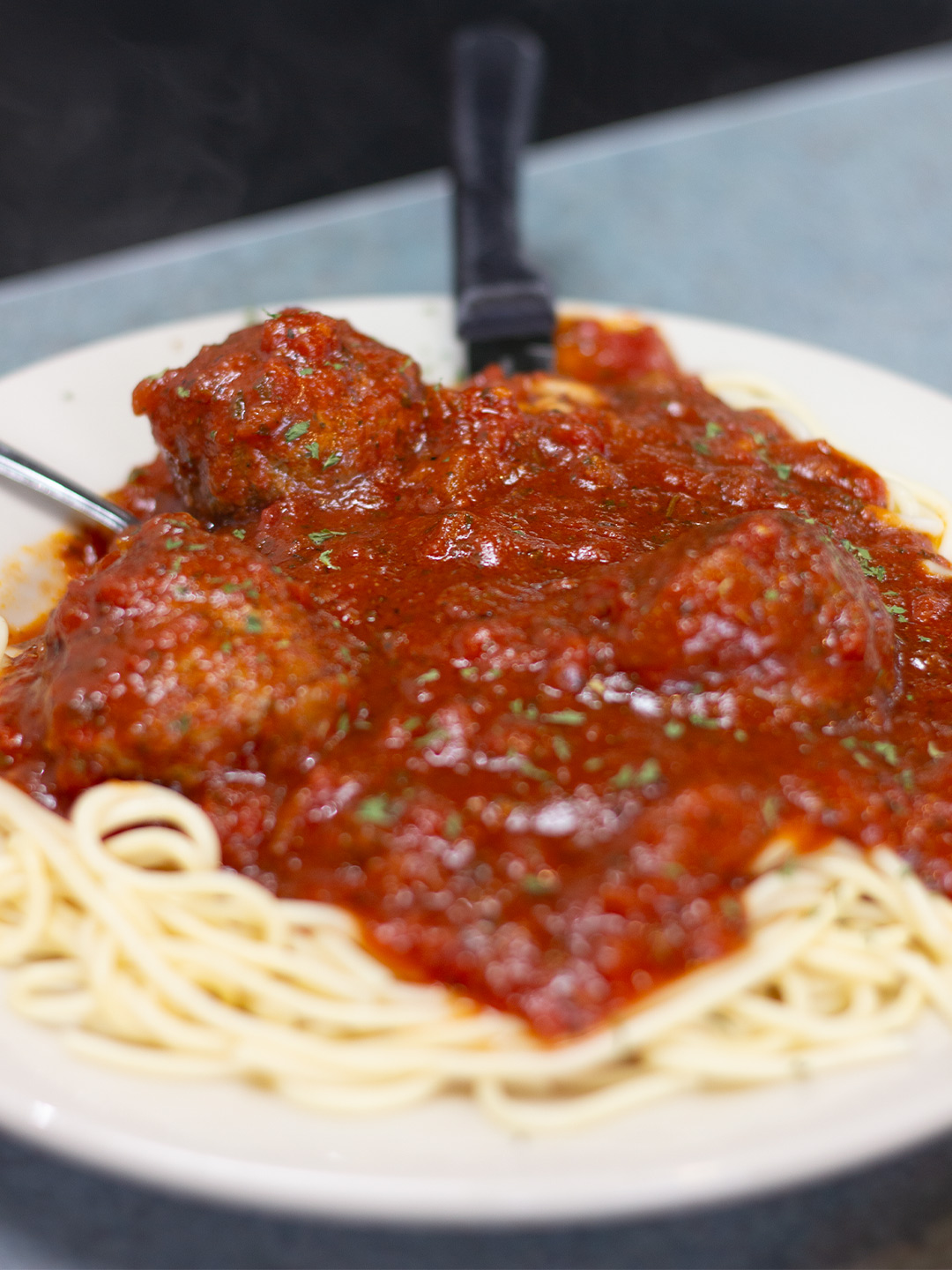 Spaghetti and meatballs at Golden Bear Restaurant in Largo, Florida